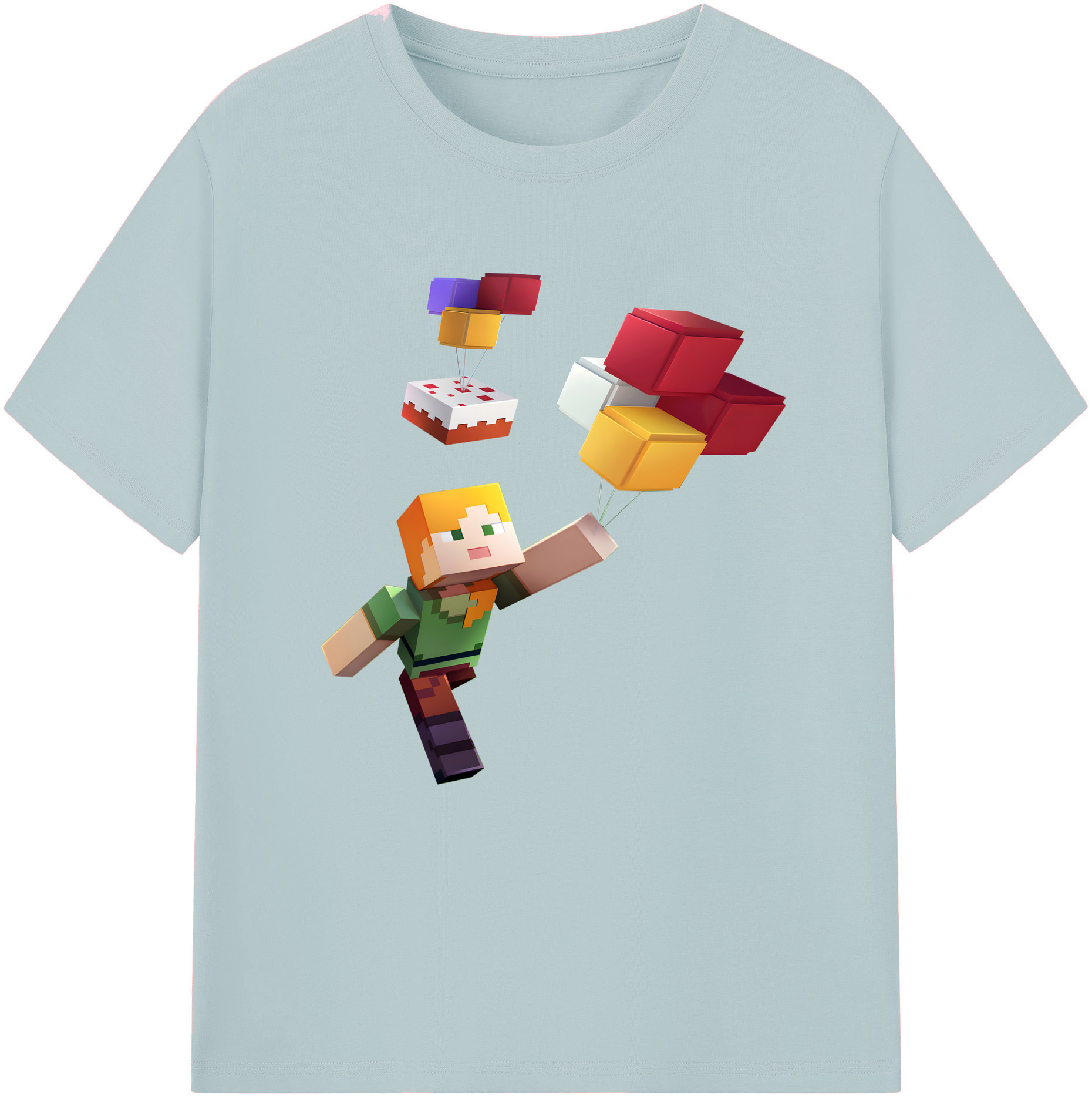 （画像用） マインクラフト ブロックの世界 Minecraft MC Block world 綿100％半袖Tシャツ（フロントプリント）